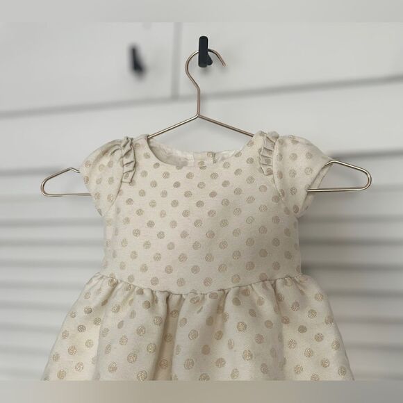 Janie and Jack Holiday Collection Cream Gold Shimmer Dot Dress Size 12-18 Months - Picture 7 of 16